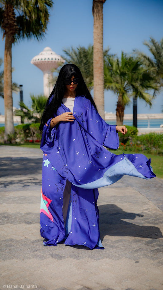 Stars abaya Fabric:satin