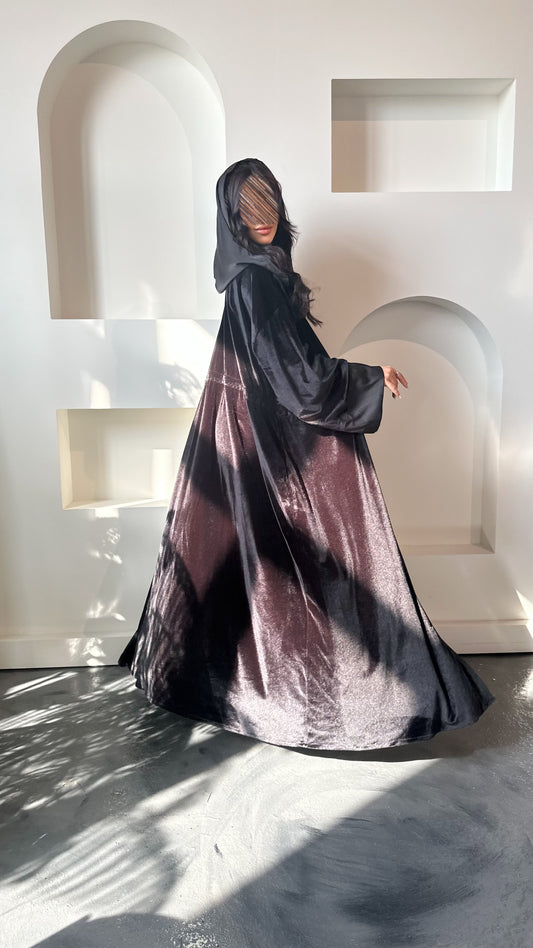 Velvet abaya with hood